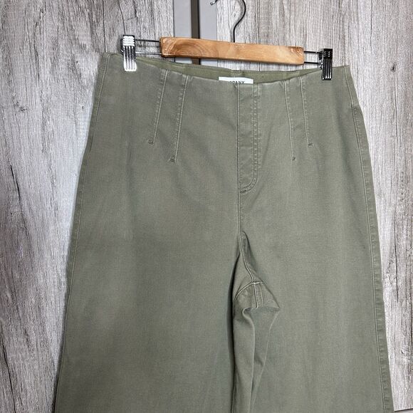Spanx Women Wide Leg Pants Size L Green Color Flat Front Cropped Pockets Pull On - Picture 2 of 6